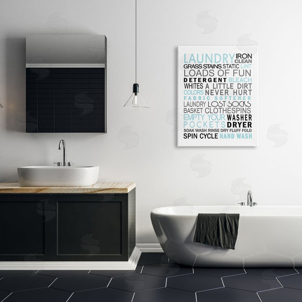 Stupell Industries Jo Moulton | Laundry Terms Listed Bold Blue Grey Typography Wall Art