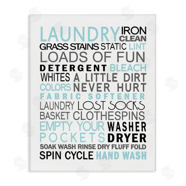 stupell industries Jo Moulton | Laundry Terms Listed Bold Blue Grey Typography Wall Art