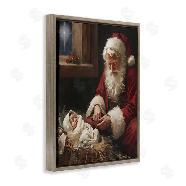 Stupell Industries Jo Moulton | Santa Believes With Baby Jesus Wall Art