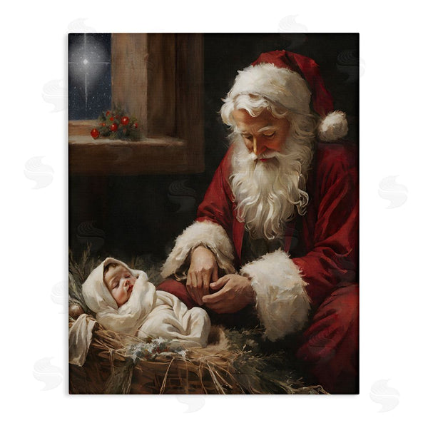 stupell industries Jo Moulton | Santa Believes with Baby Jesus Wall Art