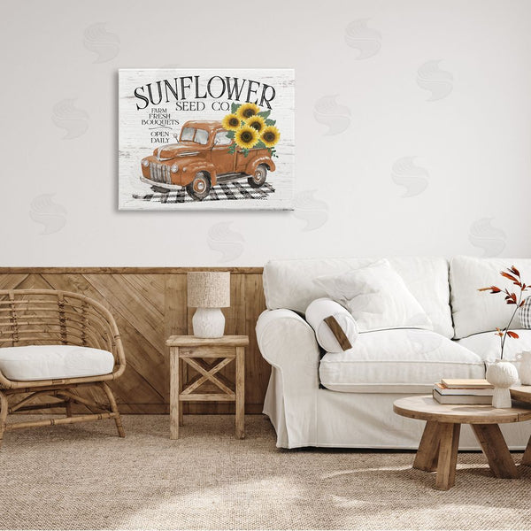 Stupell Industries Jo Moulton | Vintage Sunflower Seed Co. Advertisement Red Farm Truck Wall Art