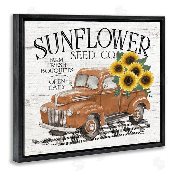Stupell Industries Jo Moulton | Vintage Sunflower Seed Co. Advertisement Red Farm Truck Wall Art