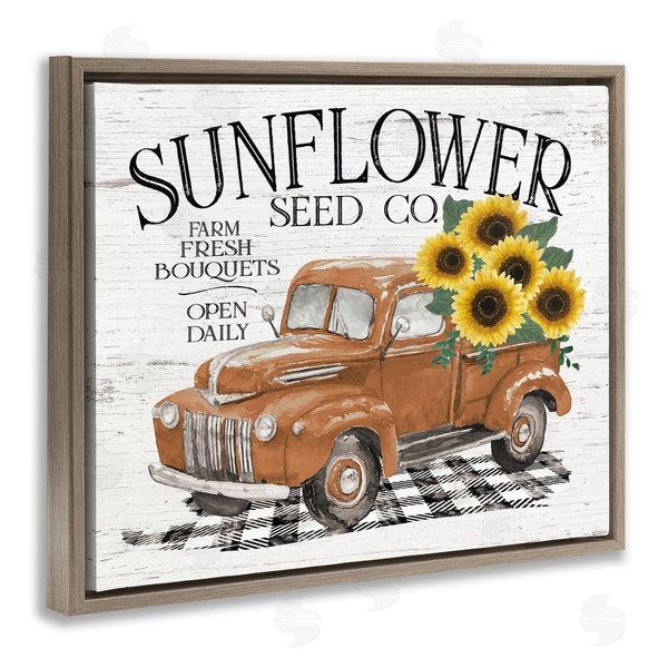 Stupell Industries Jo Moulton | Vintage Sunflower Seed Co. Advertisement Red Farm Truck Wall Art