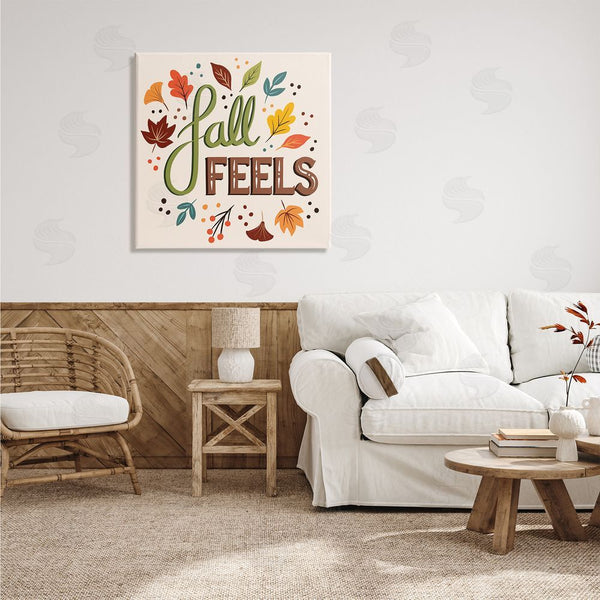 Stupell Industries Jo Taylor | Fall Feels Phrase Festive Harvest Foliage Autumn Leaves Wall Art