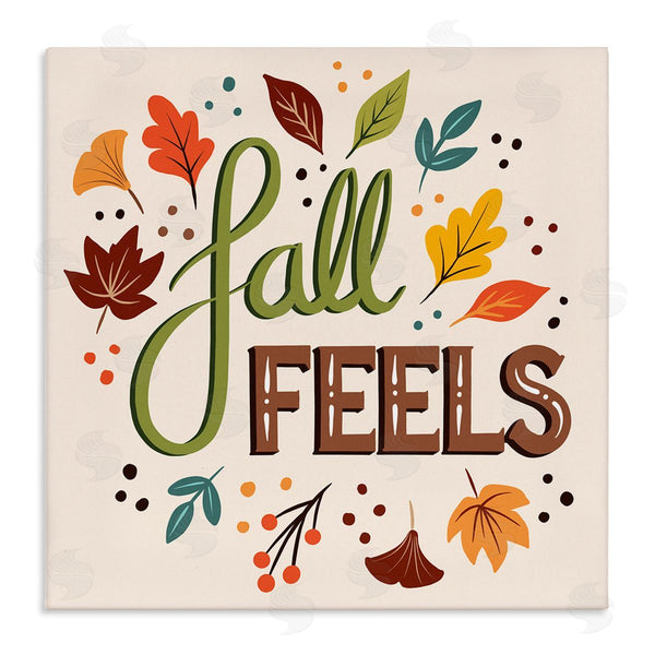 stupell industries Jo Taylor | Fall Feels Phrase Festive Harvest Foliage Autumn Leaves Wall Art