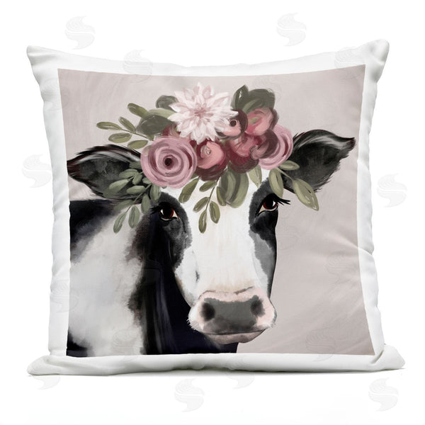 Stupell Industries Jo Taylor | Floral Dairy Cow Roses Printed Throw Pillow