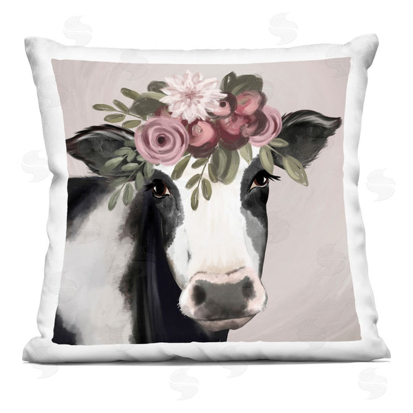 stupell industries Jo Taylor | Floral Dairy Cow Roses Printed Throw Pillow