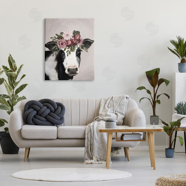 Stupell Industries Jo Taylor | Floral Farm Cow Pink Blooms Wall Art