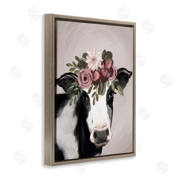 Stupell Industries Jo Taylor | Floral Farm Cow Pink Blooms Wall Art