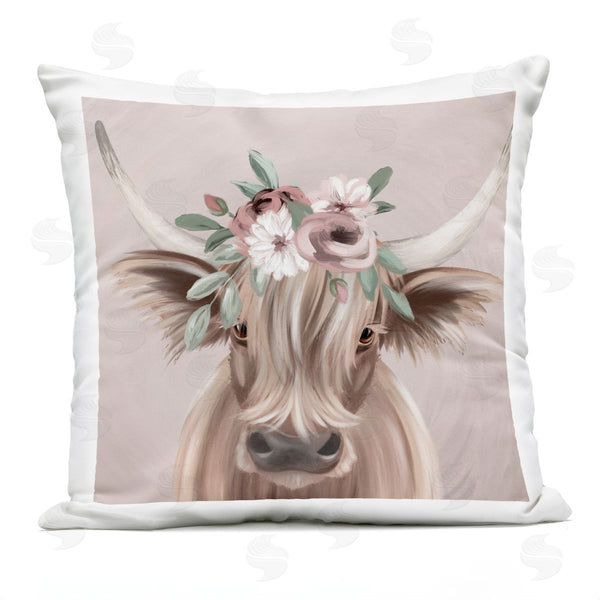 Stupell Industries Jo Taylor | Fluffy Cattle Flower Crown Printed Throw Pillow