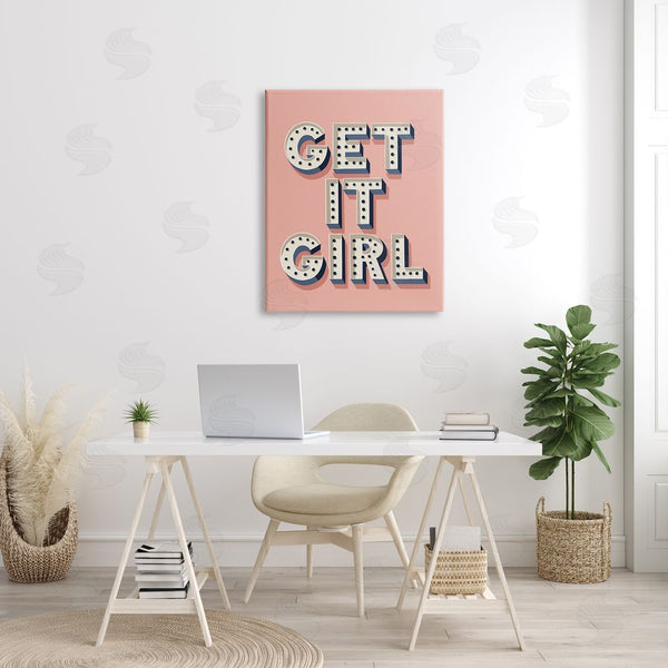 Stupell Industries Jo Taylor | Get It Girl Bold Polka Dot Typography Over Pink Wall Art