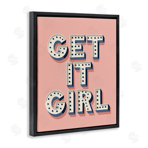 Stupell Industries Jo Taylor | Get It Girl Bold Polka Dot Typography Over Pink Wall Art