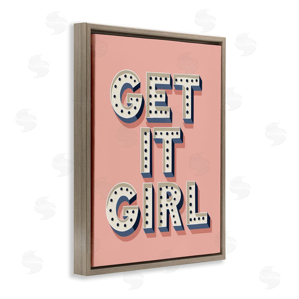 Stupell Industries Jo Taylor | Get It Girl Bold Polka Dot Typography Over Pink Wall Art