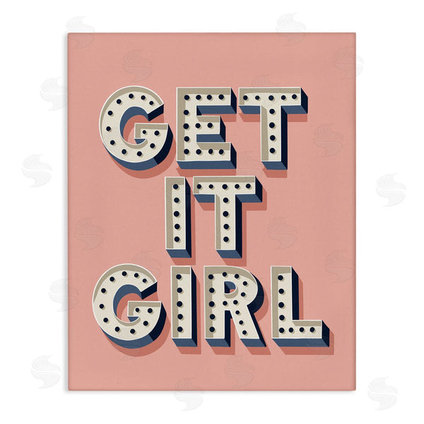 stupell industries Jo Taylor | Get It Girl Bold Polka Dot Typography over Pink Wall Art