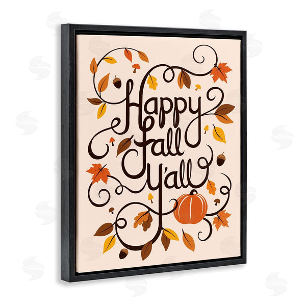 Stupell Industries Jo Taylor | Happy Fall Y'all Phrase Autumn Foliage Typography Acorns Wall Art