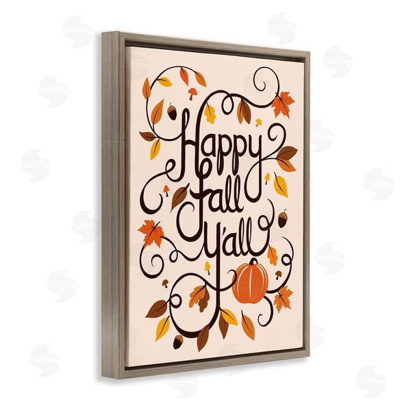 Stupell Industries Jo Taylor | Happy Fall Y'all Phrase Autumn Foliage Typography Acorns Wall Art