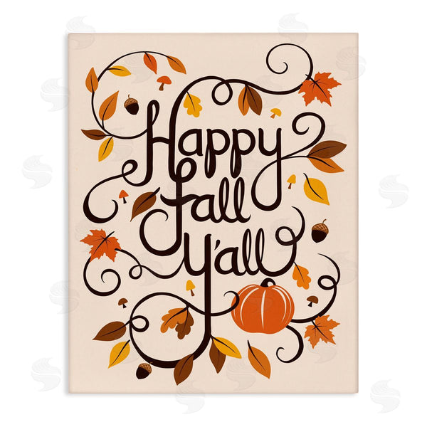 stupell industries Jo Taylor | Happy Fall Y'all Phrase Autumn Foliage Typography Acorns Wall Art