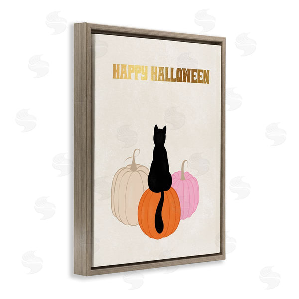 Stupell Industries Jo Taylor | Happy Halloween Black Cat Pumpkins Wall Art