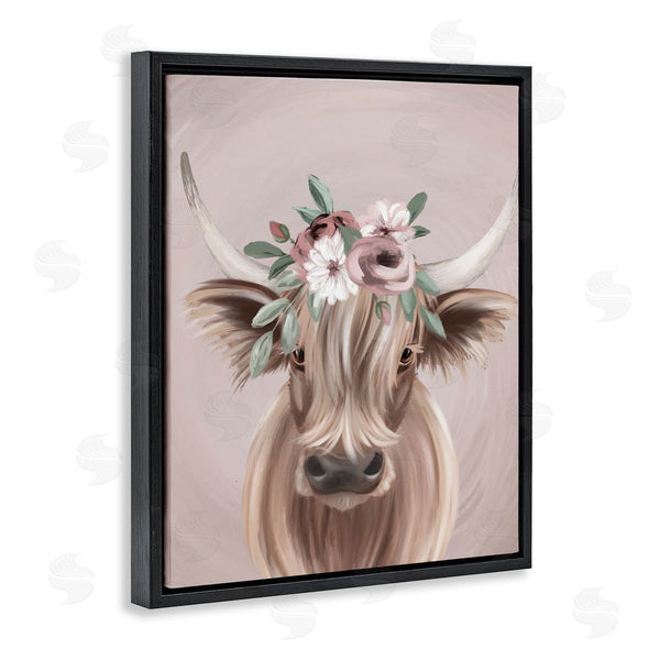 Stupell Industries Jo Taylor | Highland Cattle Pink Flower Crown Wall Art