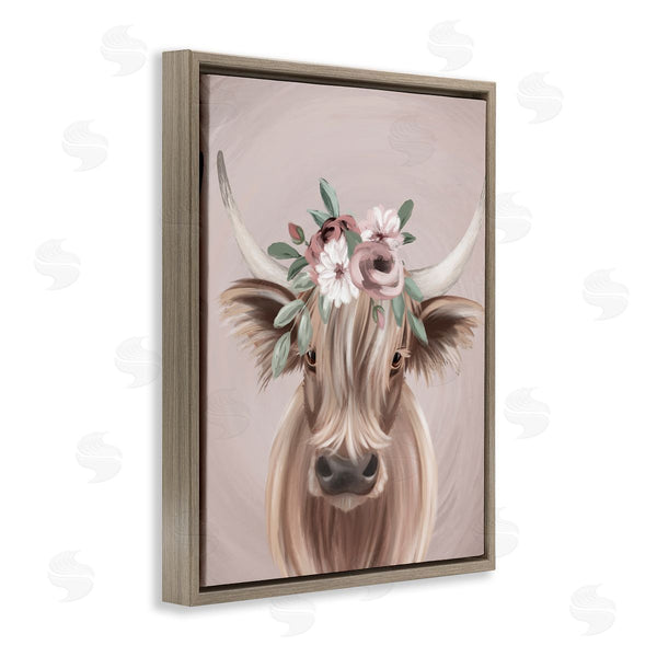 Stupell Industries Jo Taylor | Highland Cattle Pink Flower Crown Wall Art