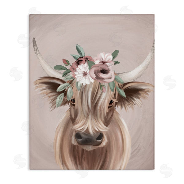 stupell industries Jo Taylor | Highland Cattle Pink Flower Crown Wall Art