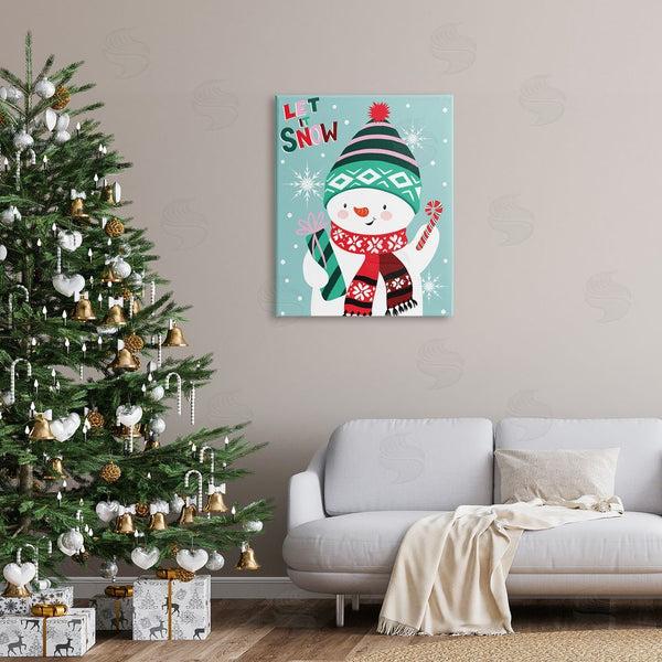 Stupell Industries Jo Taylor | Let It Snow Jolly Snowman Candy Cane Snowflakes Wall Art
