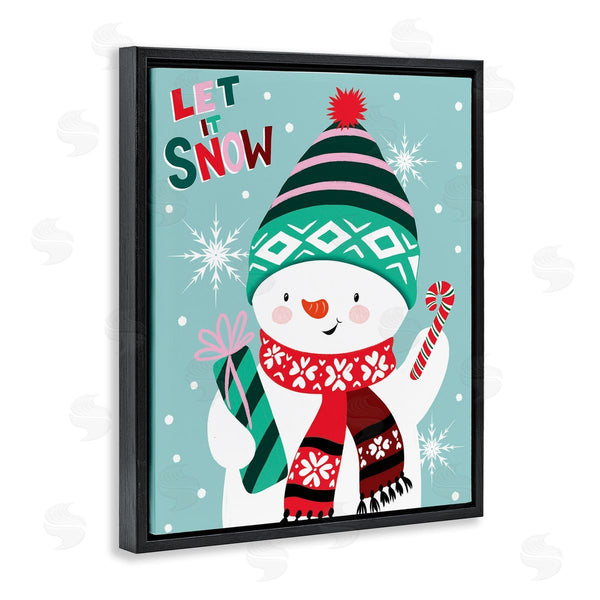 Stupell Industries Jo Taylor | Let It Snow Jolly Snowman Candy Cane Snowflakes Wall Art