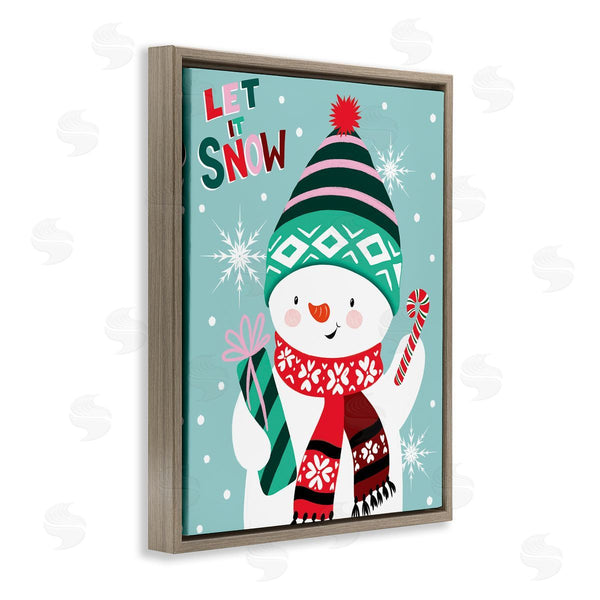 Stupell Industries Jo Taylor | Let It Snow Jolly Snowman Candy Cane Snowflakes Wall Art