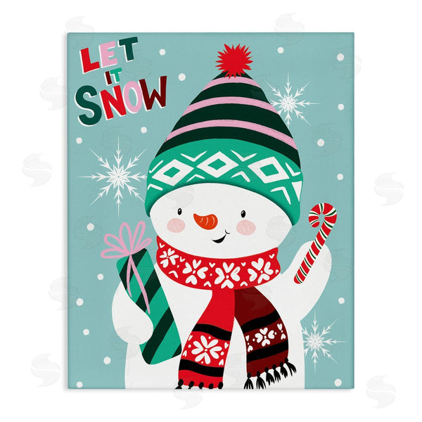 stupell industries Jo Taylor | Let It Snow Jolly Snowman Candy Cane Snowflakes Wall Art