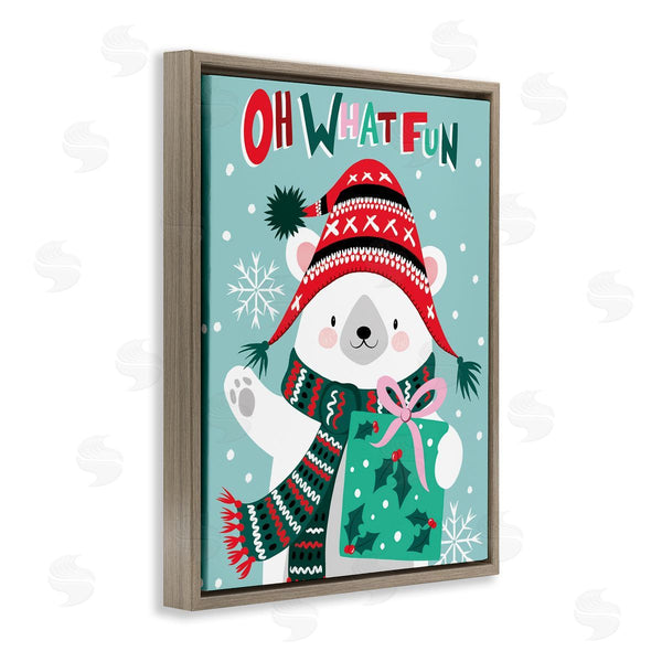 Stupell Industries Jo Taylor | Oh What Fun Winter Polar Bear Falling Snowflakes Wall Art