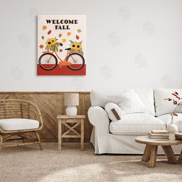 Stupell Industries Jo Taylor | Welcome Fall Saying Orange Harvest Bicycle Sunflower Basket Wall Art