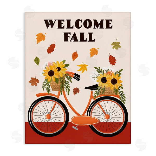 stupell industries Jo Taylor | Welcome Fall Saying Orange Harvest Bicycle Sunflower Basket Wall Art