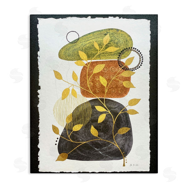 stupell industries Jocelyn Benford | Layered Plant Leaf Pebbles Wall Art