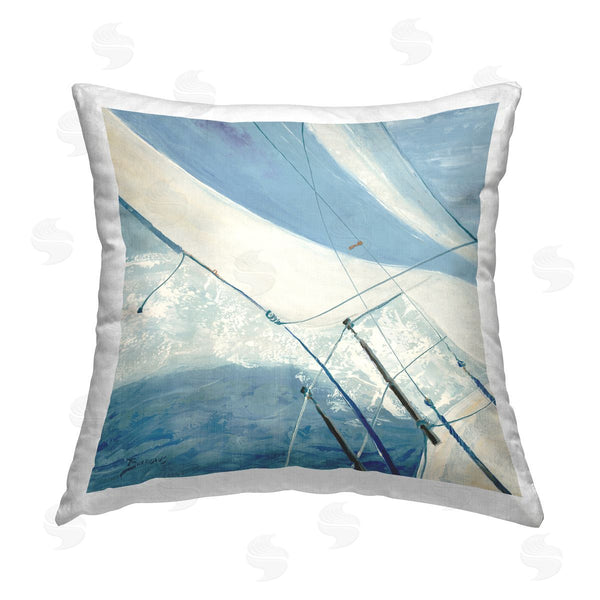 stupell industries John Burrows | Blue Maritime Sailboat Mast Printed Throw Pillow