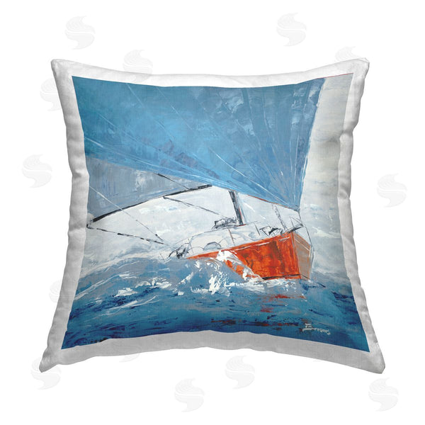 stupell industries John Burrows | Crashing Waves Against Boat Printed Throw Pillow