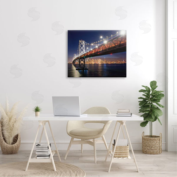Stupell Industries John Gavrilis | Illuminated Water Ocean Bridge Urban City Skyline Wall Art