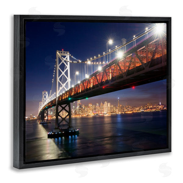 Stupell Industries John Gavrilis | Illuminated Water Ocean Bridge Urban City Skyline Wall Art