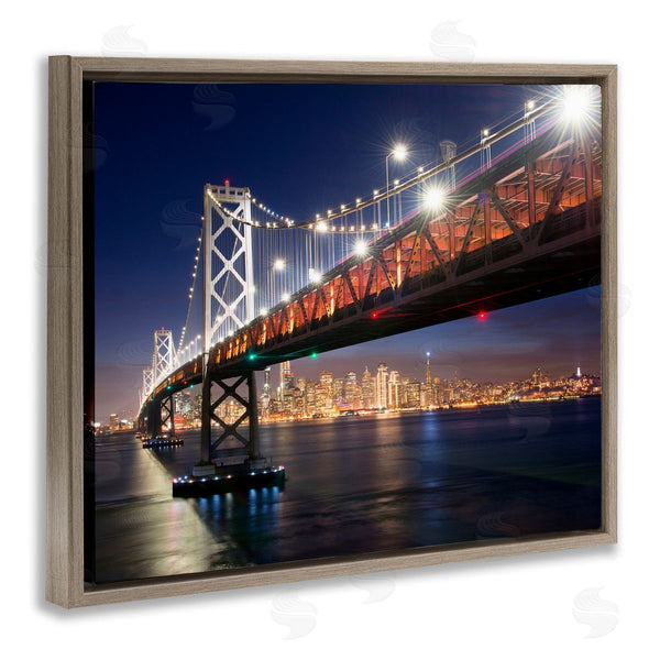 Stupell Industries John Gavrilis | Illuminated Water Ocean Bridge Urban City Skyline Wall Art