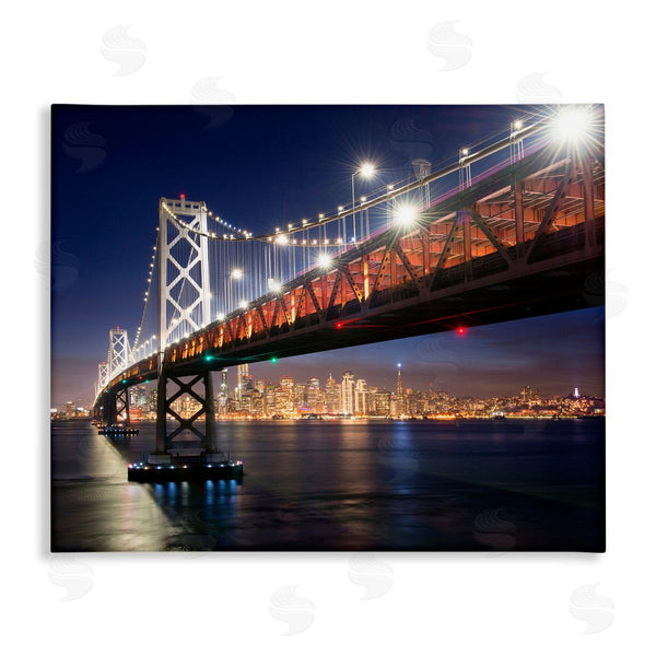 stupell industries John Gavrilis | Illuminated Water Ocean Bridge Urban City Skyline Wall Art