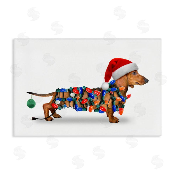 stupell industries John Hovenstine | Christmas Lights Wrapped Dog