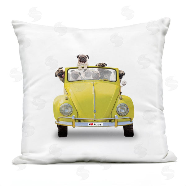 Stupell Industries John Hovenstine | I Love Pugs Antique Car Printed Throw Pillow