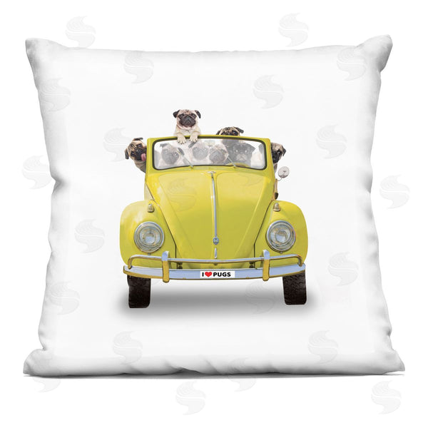 stupell industries John Hovenstine | I Love Pugs Antique Car Printed Throw Pillow
