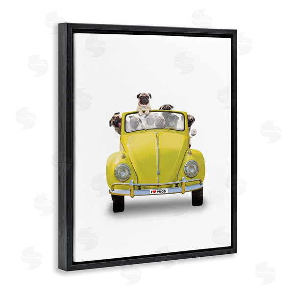 Stupell Industries John Hovenstine | Yellow Antique Car Love Pugs Wall Art