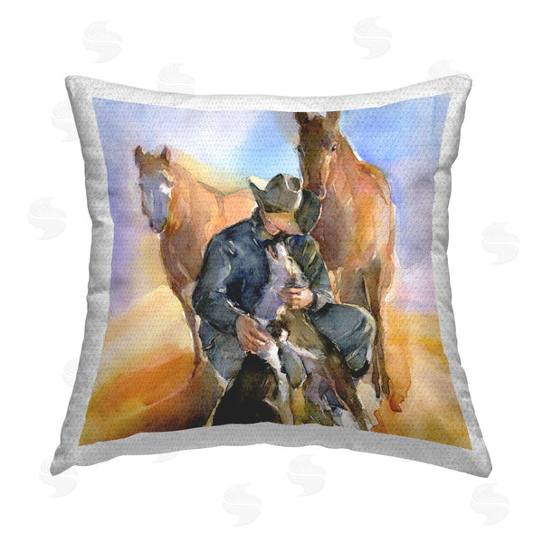 Stupell Industries John Keeling | Abstract Cowboy With Animals Printed Throw Pillow