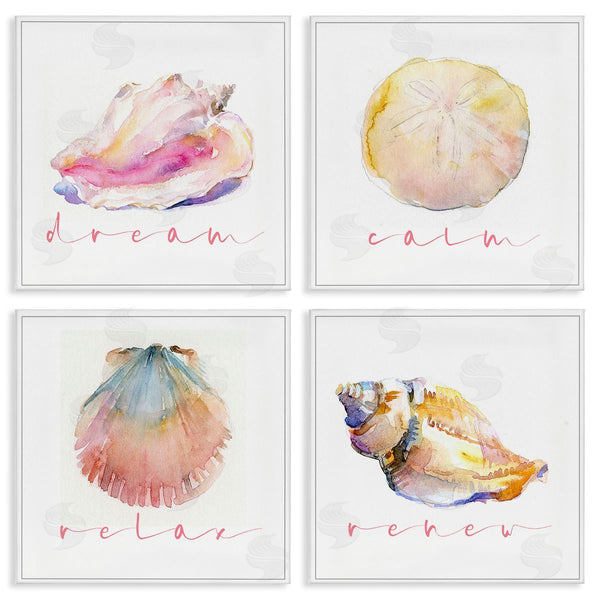stupell industries John Keeling | Watercolor Seashells with Phrases Wall Art
