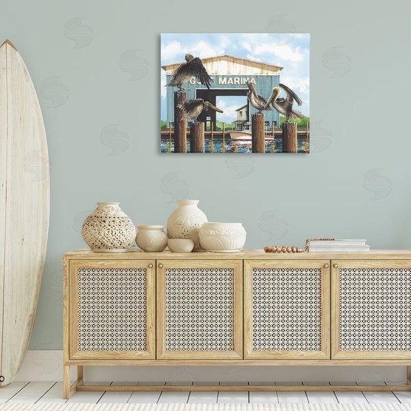Stupell Industries John Rossini | Boat Marina Pelicans Wall Art