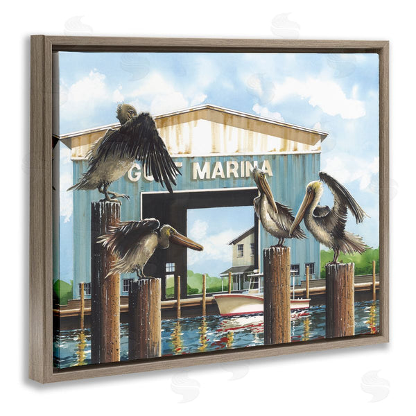 Stupell Industries John Rossini | Boat Marina Pelicans Wall Art