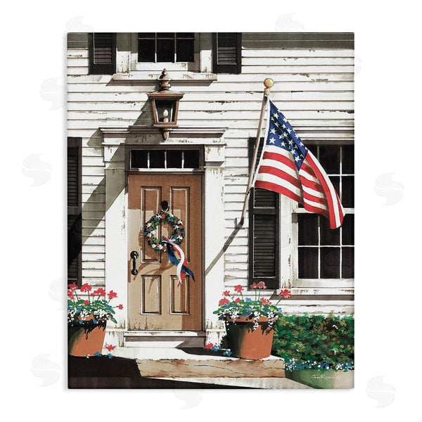 stupell industries John Rossini | Country House with Flag Wall Art
