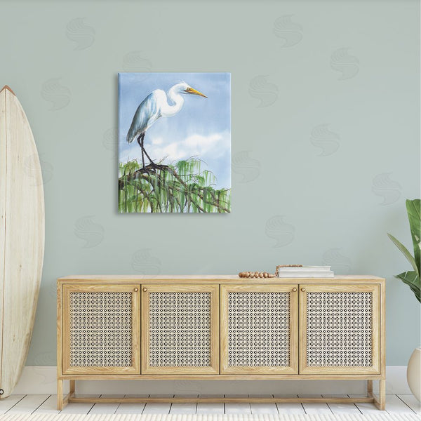 Stupell Industries John Rossini | Egret Bird Balancing Branch Wall Art