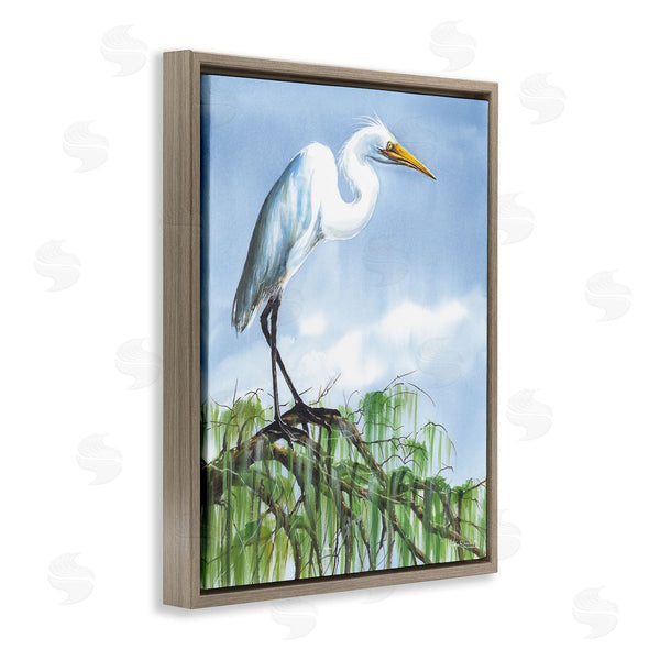 Stupell Industries John Rossini | Egret Bird Balancing Branch Wall Art